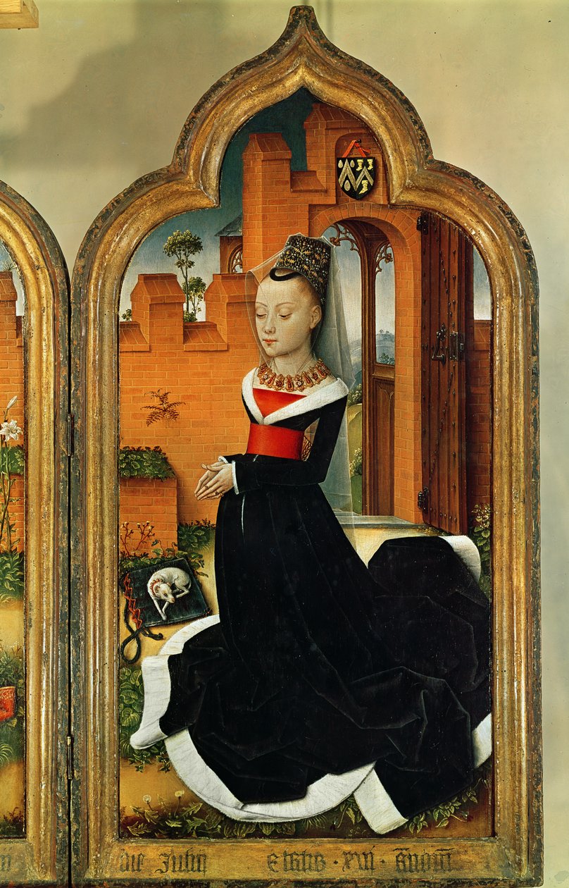 Jean de Witte triptichonja, jobb oldali panel: Maria Hoose, Jean de Witte felesége, 1473 alkotó: Flemish School