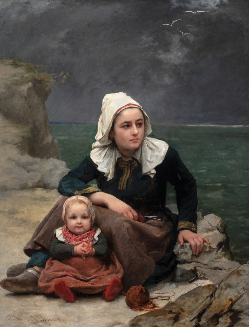 Le Grain (The Squall), 1871-81 körül (olaj, vászon) alkotó: Félicie (1831 88) Schneider