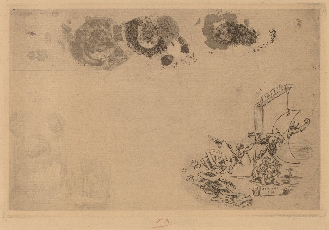 Belga határ, Bill of Disorder Frontiere de Belgique. Billet a Desordre, 1871. alkotó: Félicien Rops