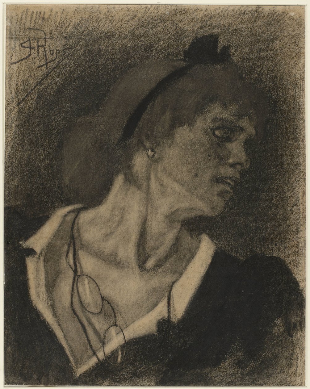 Egy nő mellszobra egy lorgnette-vel a nyakában alkotó: Félicien Rops
