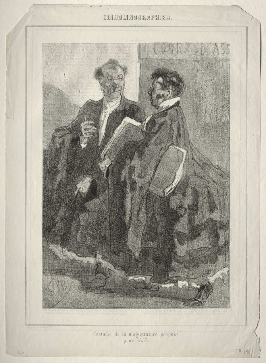 Krinolinográfiák (1857-re javasolt bírói jelmez) alkotó: Félicien Rops