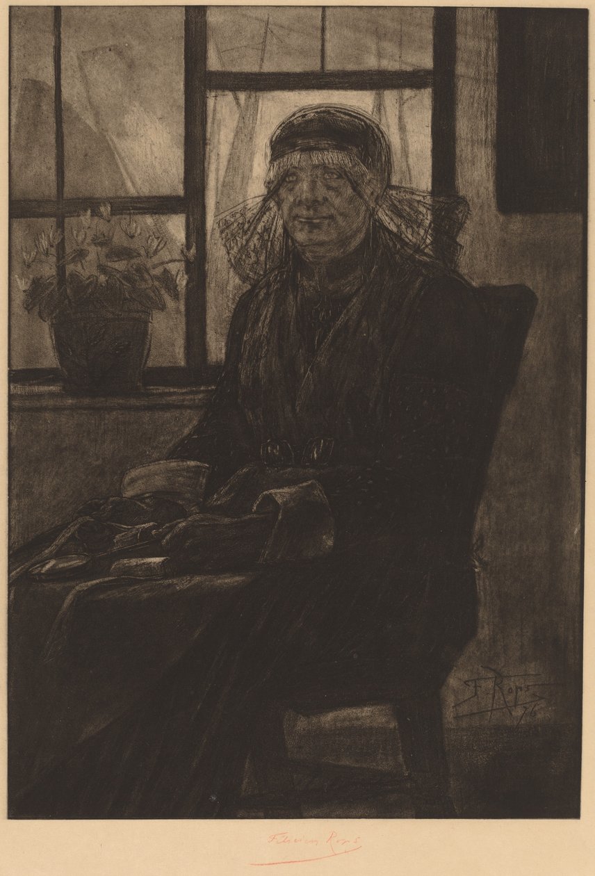 Csipkeértékelő A csipkék szakértője, 1876. alkotó: Félicien Rops