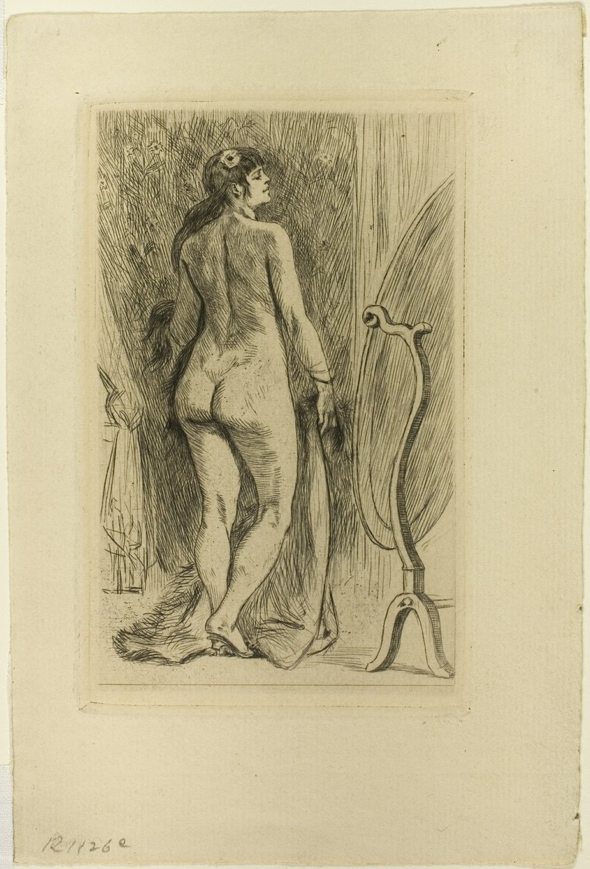 Álló nő bundával alkotó: Félicien Rops