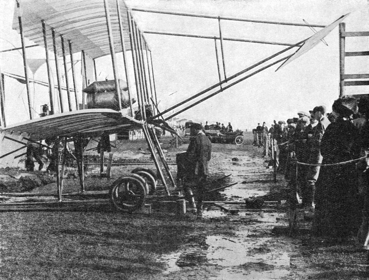 Henri Farman és 50 LE-s Gnome kétfedelű repülőgépe, Blackpool Aviation Meeting, Lancashire, 1909, 1933. alkotó: Flight Photo