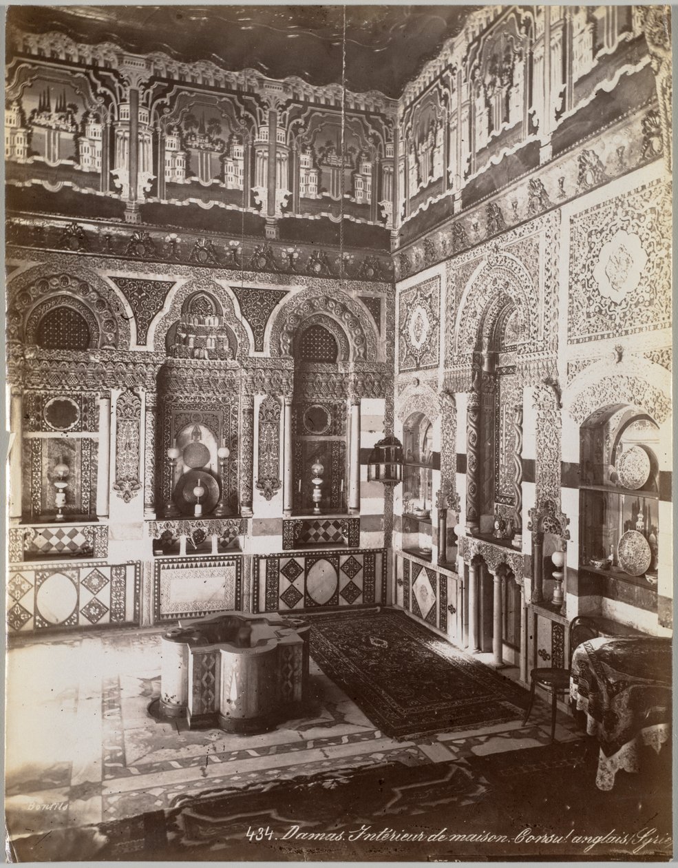 Damaszkusz. Ház belső. Szíria angol konzul, 1867 és 1899 között. alkotó: Félix Bonfils