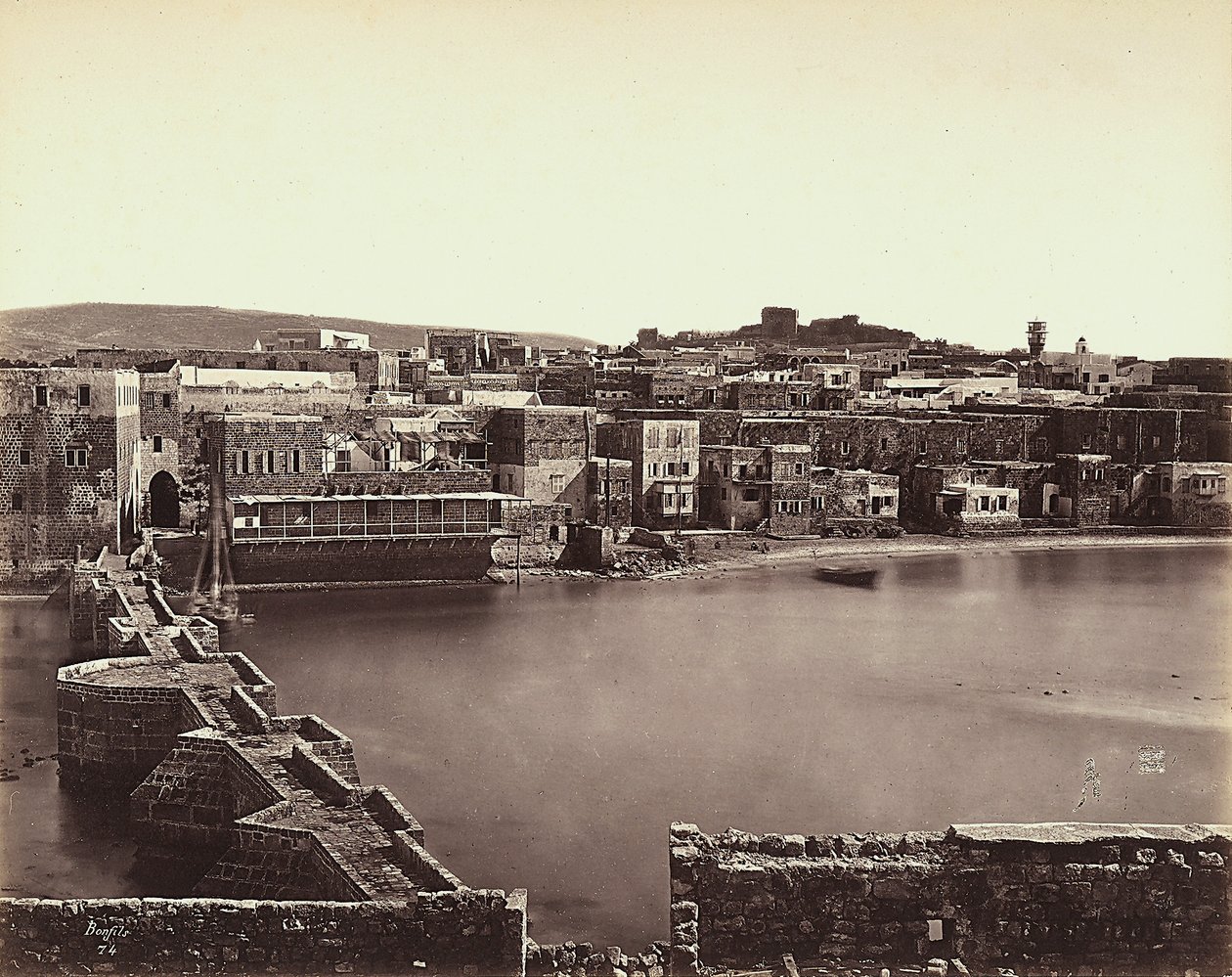 Panorámás kilátás egy városra Izraelben alkotó: Félix Bonfils