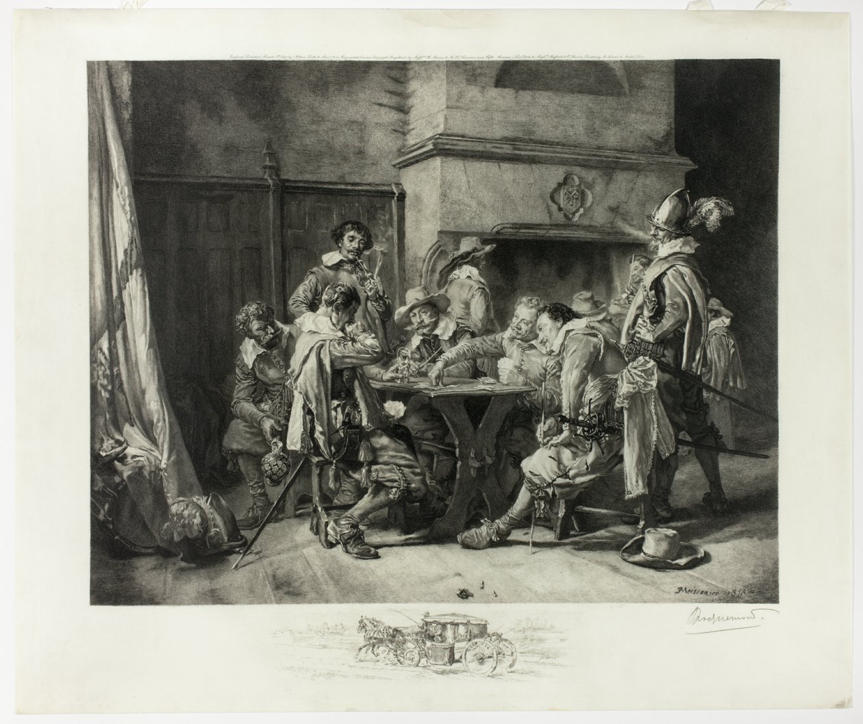 Partie perdue (Katonák játékkártyák) alkotó: Félix Henri Bracquemond