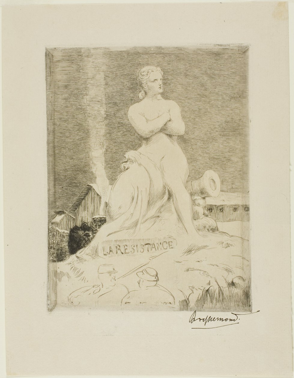 Az ellenállás szobra, Falguière, Párizs ostroma, 1870, negyedik tábla. alkotó: Félix Henri Bracquemond