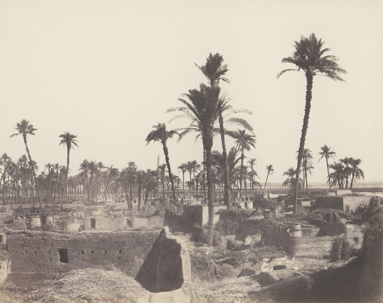 Abaziz, Egy arab falu belseje, 1851-52, nyomtatva 1853-54. alkotó: Félix Teynard