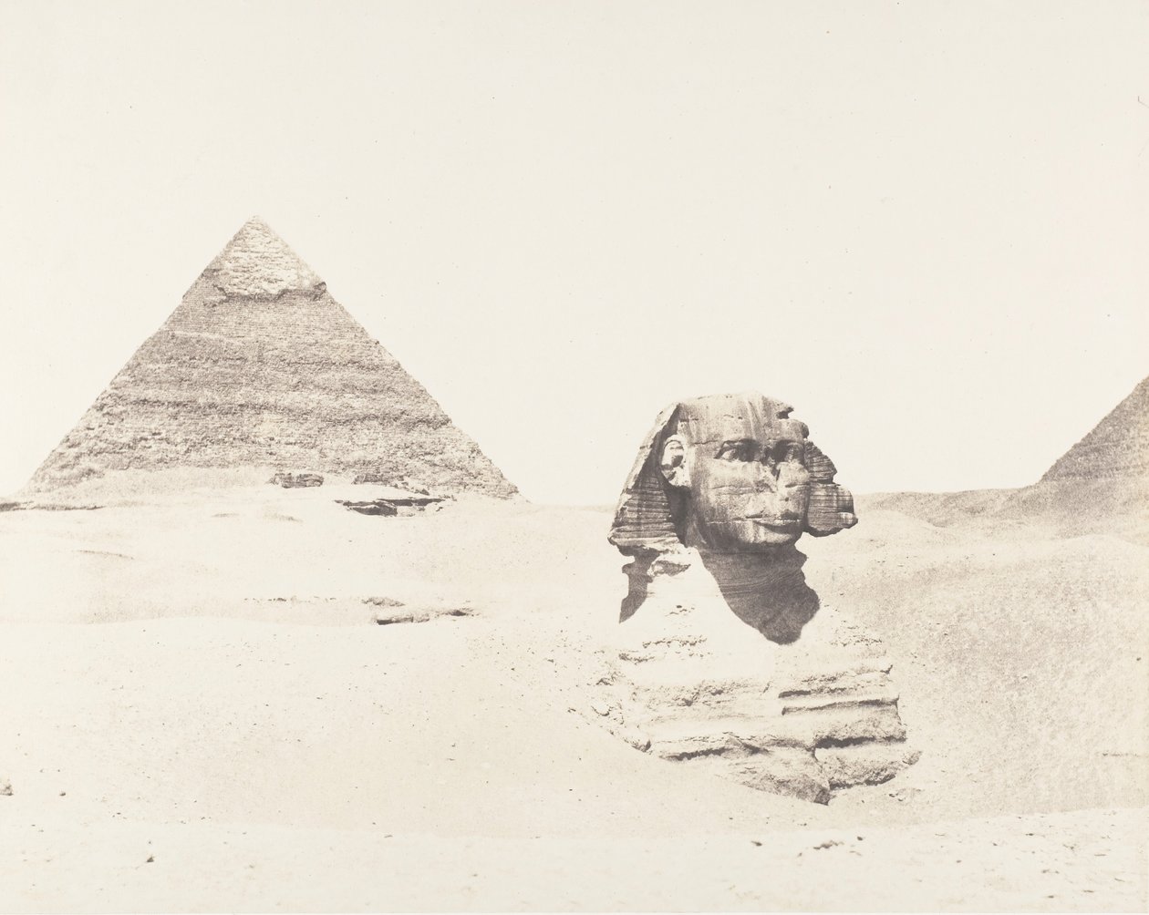 Djizeh memphisi nekropolisz, szfinx és piramisok, 1851-52, nyomtatva 1853-54. alkotó: Félix Teynard