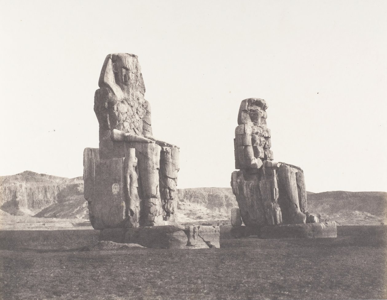 Gournah Thebes, Colosses That of Right, Said of Memnon, 1851-52, nyomtatva 1853-54. alkotó: Félix Teynard
