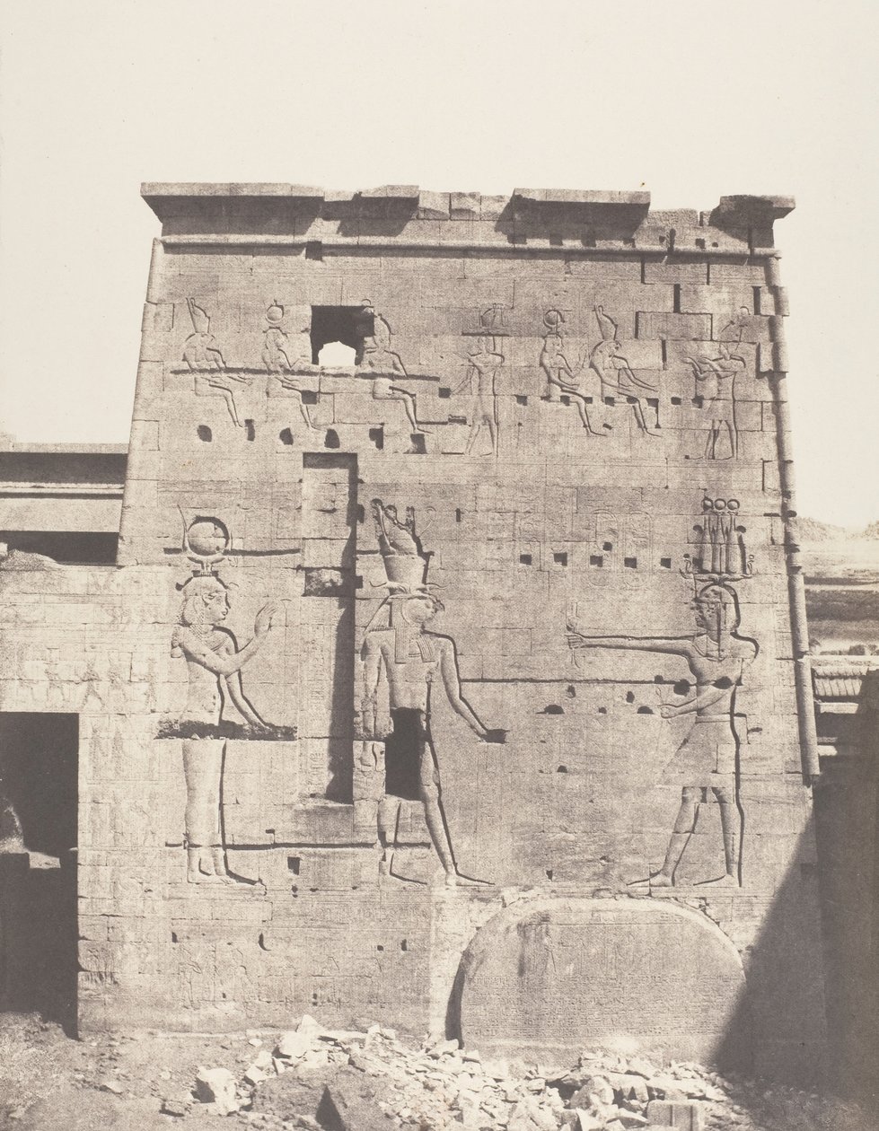 Fileh Philæ szigete, Második Pilon – Keleti rész a Pla... felől nézve, 1851-52, nyomtatva 1853-54. alkotó: Félix Teynard