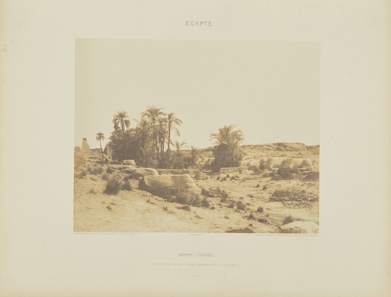Karnak (Théba). A Szfinxek sugárútja - Általános nézet a G pontról alkotó: Félix Teynard