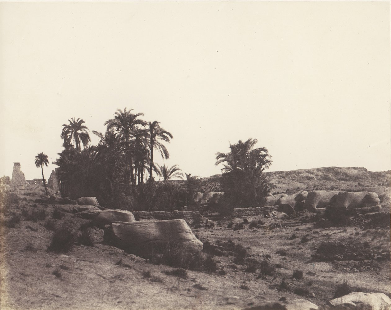 Karnak Théba, Szfinxek sugárútja – Általános nézet a G pontról, 1851-52, nyomtatva 1853-54. alkotó: Félix Teynard