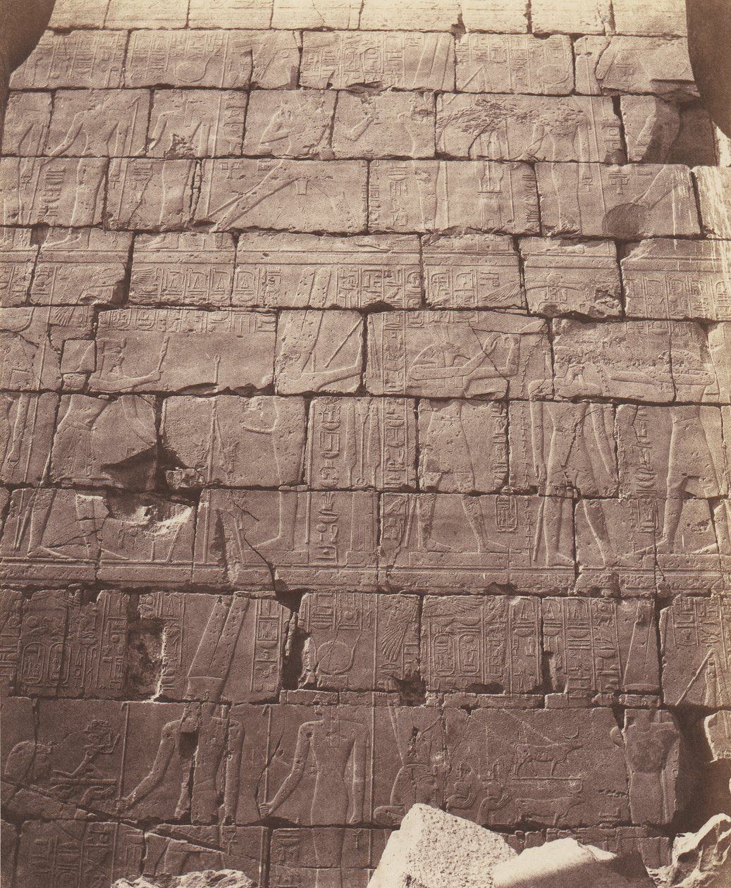 Karnak Théba, Palota - Hypostyle Hall - Az Int... dekorációja, 1851-52, nyomtatva 1853-54. alkotó: Félix Teynard