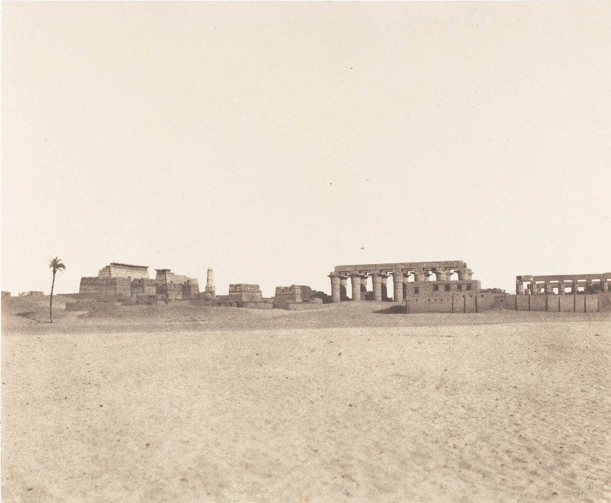 Louksor Théba, A romok általános képe, 1851-52, nyomtatva 1853-54. alkotó: Félix Teynard