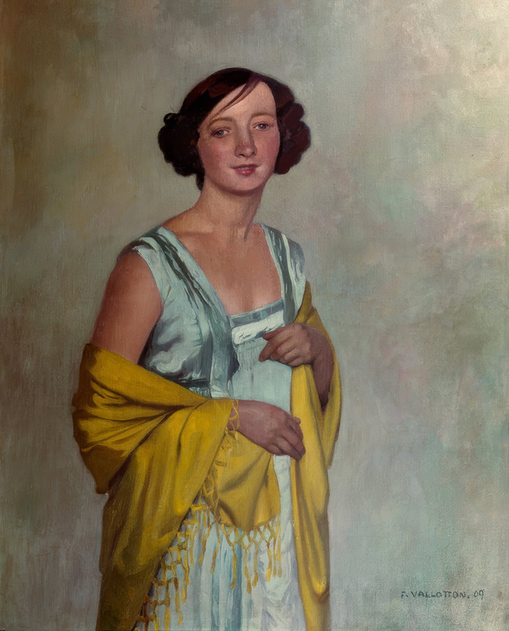 Egy hölgy portréja sárga sállal alkotó: Félix Vallotton