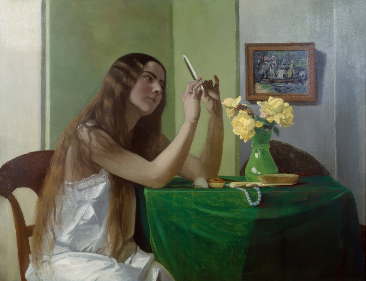 Fiatal lány tükörrel alkotó: Félix Vallotton