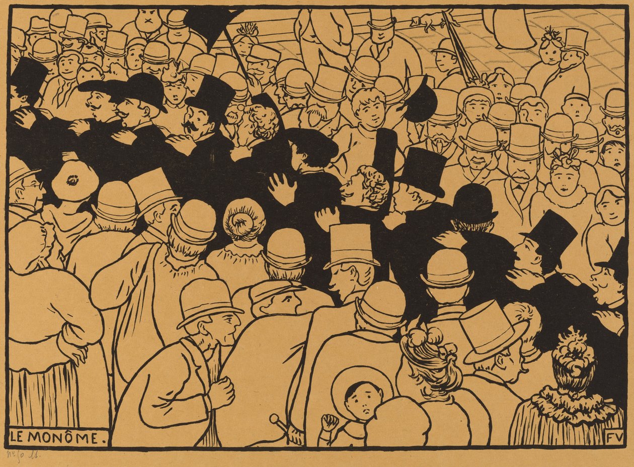 Le Monôme vonulás az utcákon egyetlen fájlban, 1893. alkotó: Félix Vallotton