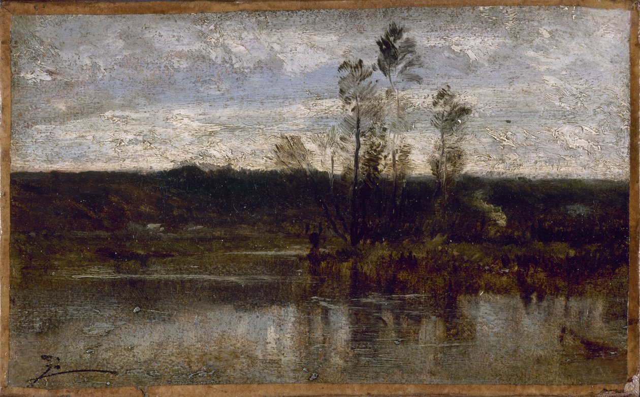 Riverside, 1850 és 1860 között (olaj, papír, vászon) alkotó: Félix Ziem