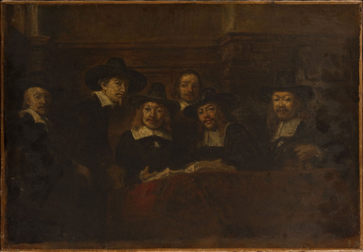 Les syndics des drapiers, másolat Rembrandt után, 1853 körül (olaj, vászon) alkotó: Félix Ziem