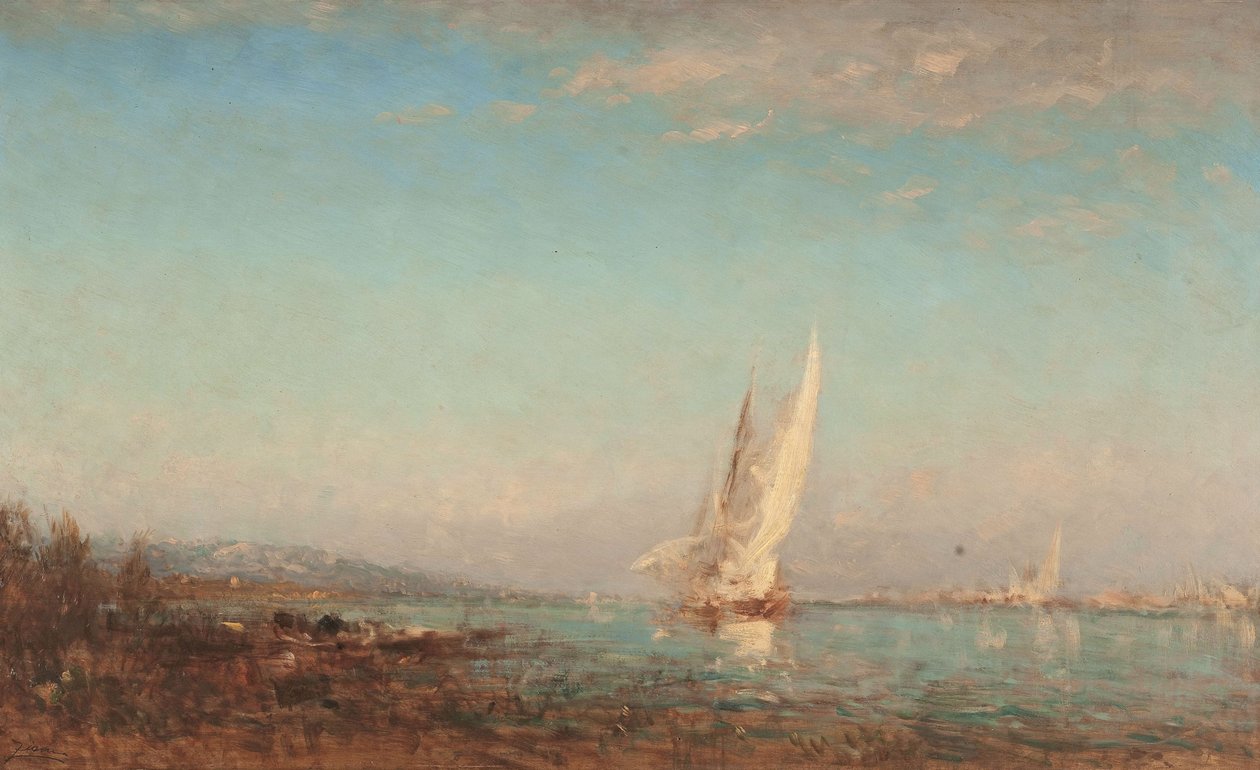 Martigues, a fehér vitorla, 1890 és 1895 között (olaj, fa) alkotó: Félix Ziem