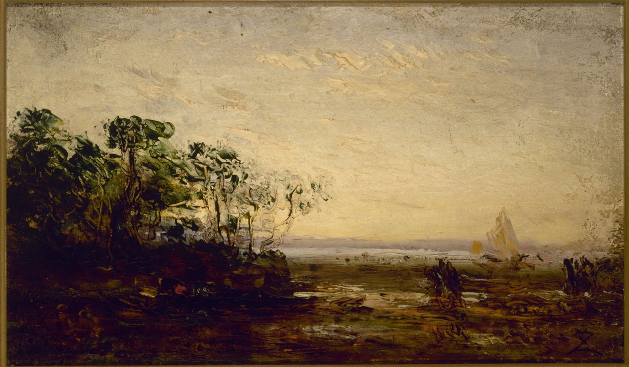 Martigues, szürkületi hatás, 1850 és 1900 között (olaj, fa) alkotó: Félix Ziem