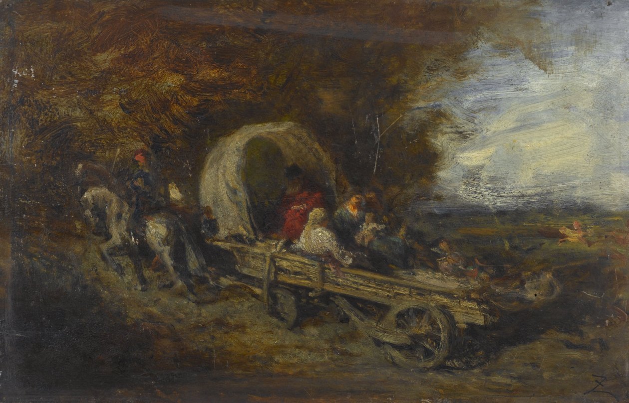 A hintó, 1843 és 1844 között (olaj, fa) alkotó: Félix Ziem