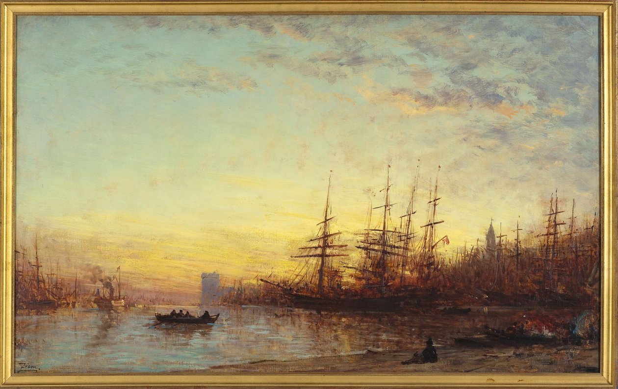 Marseille kikötője naplementében, 1890 és 1895 között (olaj, vászon) alkotó: Félix Ziem