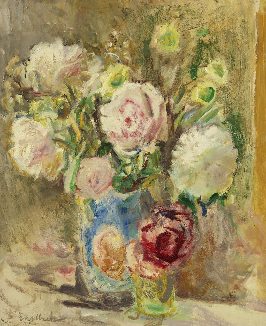 Rózsák és bazsarózsa, 1936 körül (olaj, vászon) alkotó: Florence Engelbach