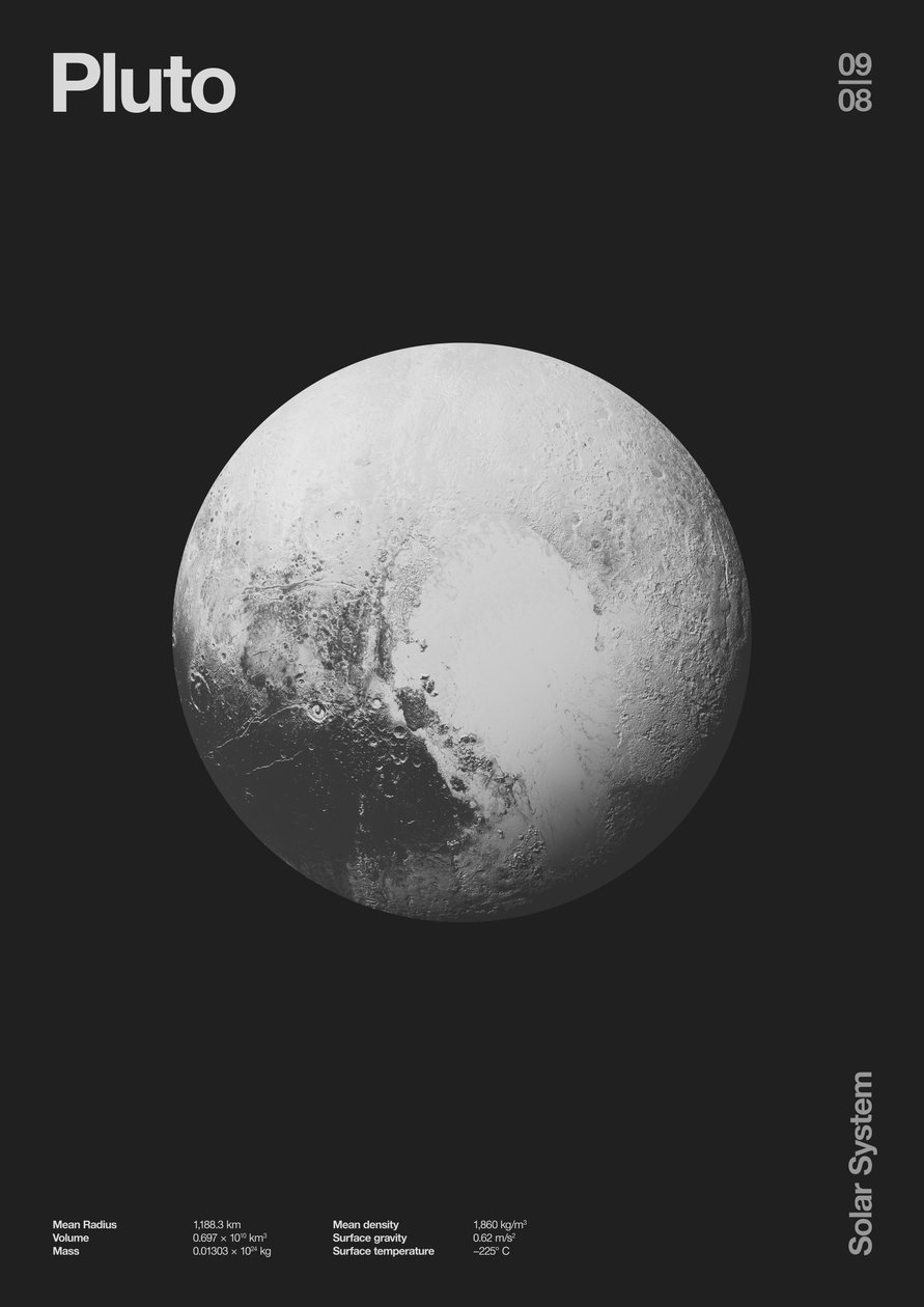 Plútó: Minimal Planets Datas, 2023 (digitális) alkotó: Florent Bodart
