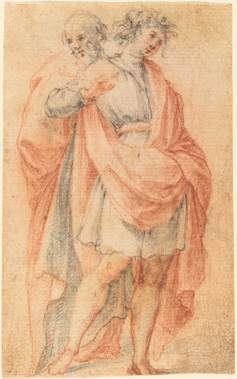 Két férfialak: egy fiatal és egy öregember alkotó: Florentine 17th Century