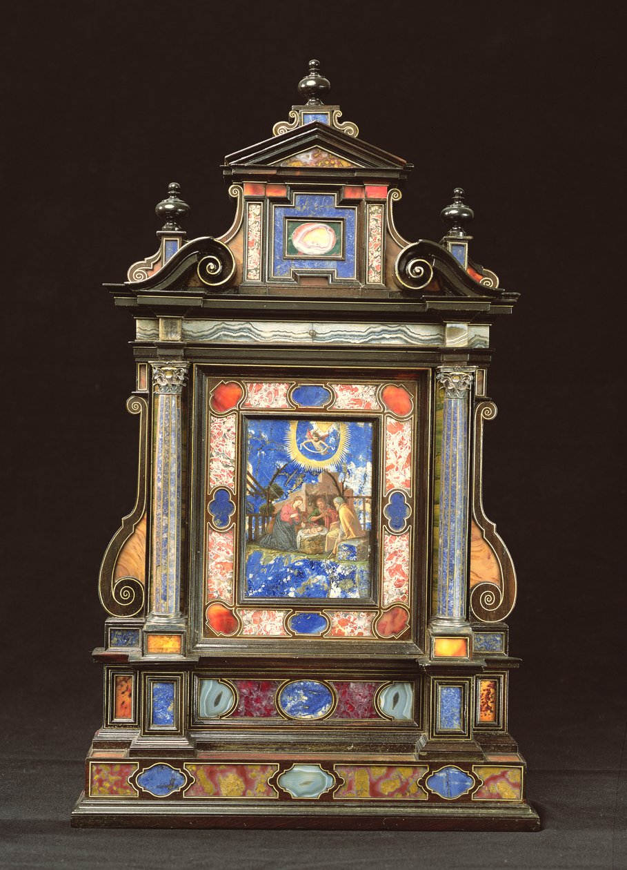 Hordozható oltárkép a betlehemmel, firenzei (pietra dura) alkotó: Florentine School