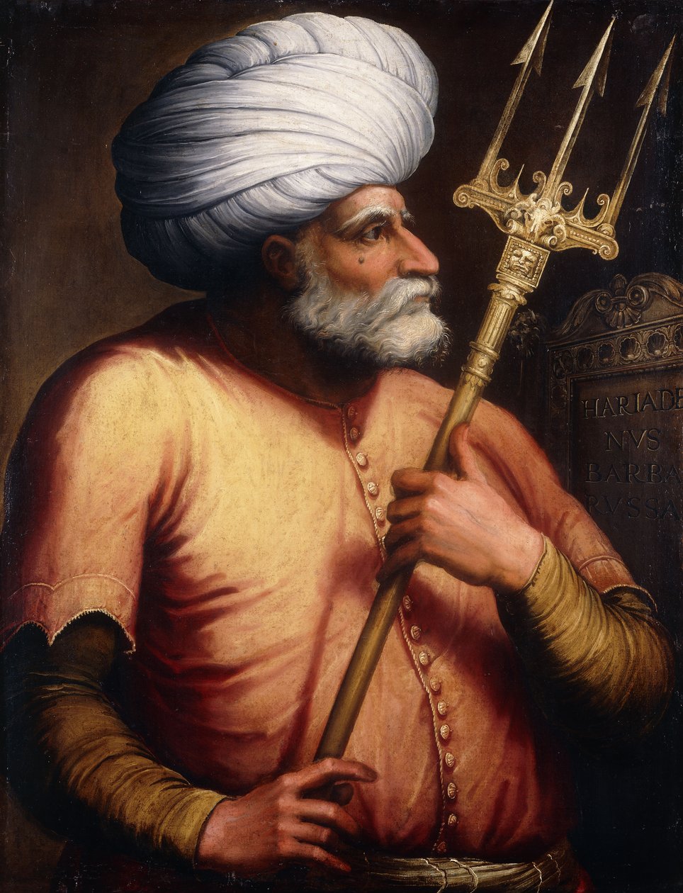 Khair el-Din Barbarossa portréja, félalakos, háromágúval, 1580 körül alkotó: Florentine School