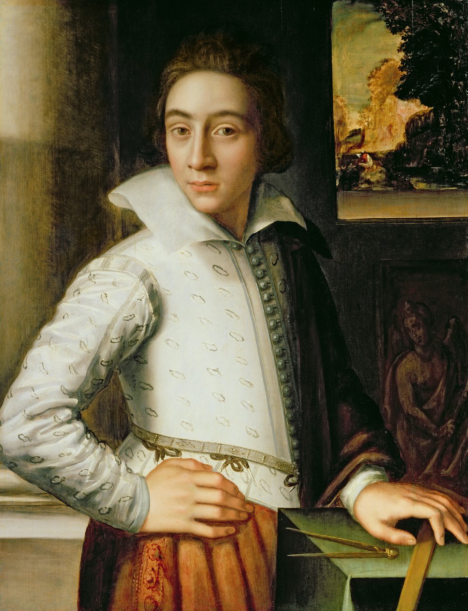Fiatal férfi portréja, tizenhatodik század közepe (olaj, tölgyfa tábla) alkotó: Florentine School