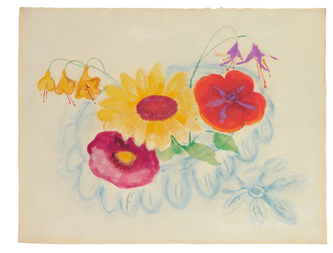 Nyári csokor, 1920 körül (vegyes média papíron) alkotó: Florine Stettheimer