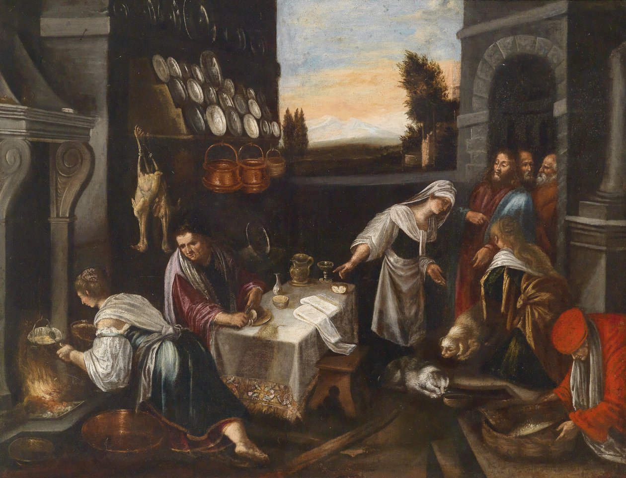 Krisztus Márta és Mária házában alkotó: Follower of Jacopo Bassano
