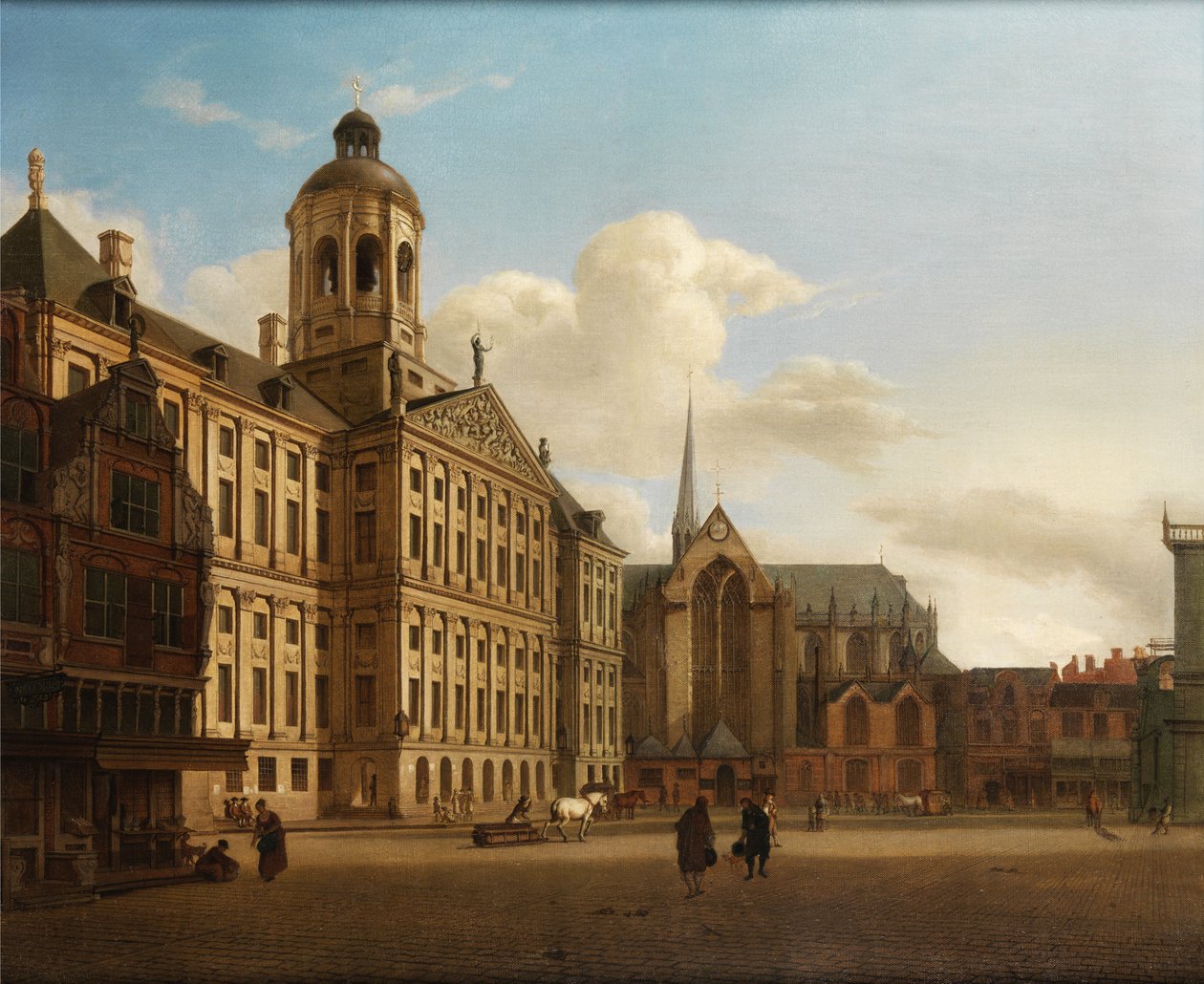 Kilátás a gátra és az amszterdami városházára alkotó: Jan van der Heyden