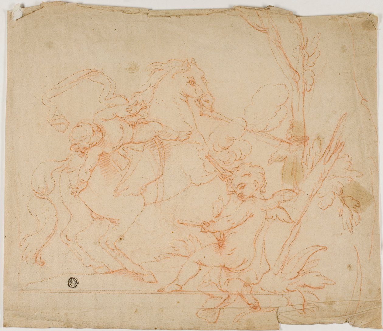 Puttólövés Puttónál lóháton alkotó: Follower of Charles Le Brun