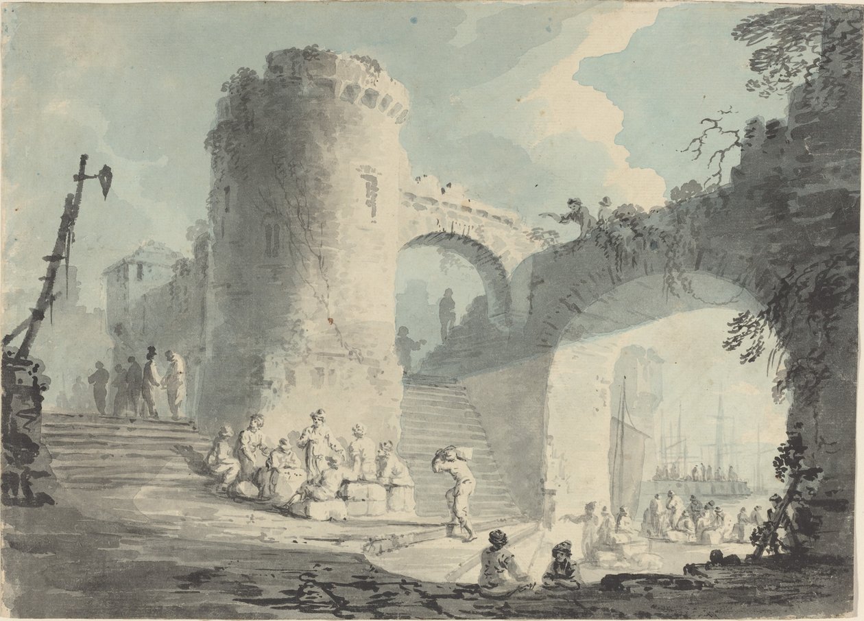 Kikötői jelenet alkotó: Follower of Claude Joseph Vernet