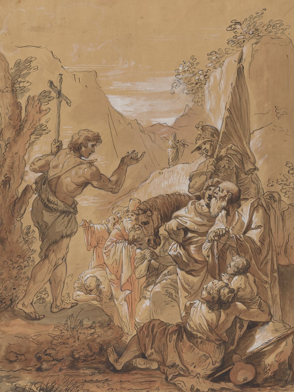 Keresztelő János igehirdetése a pusztában alkotó: Follower of Francesco Fontebasso