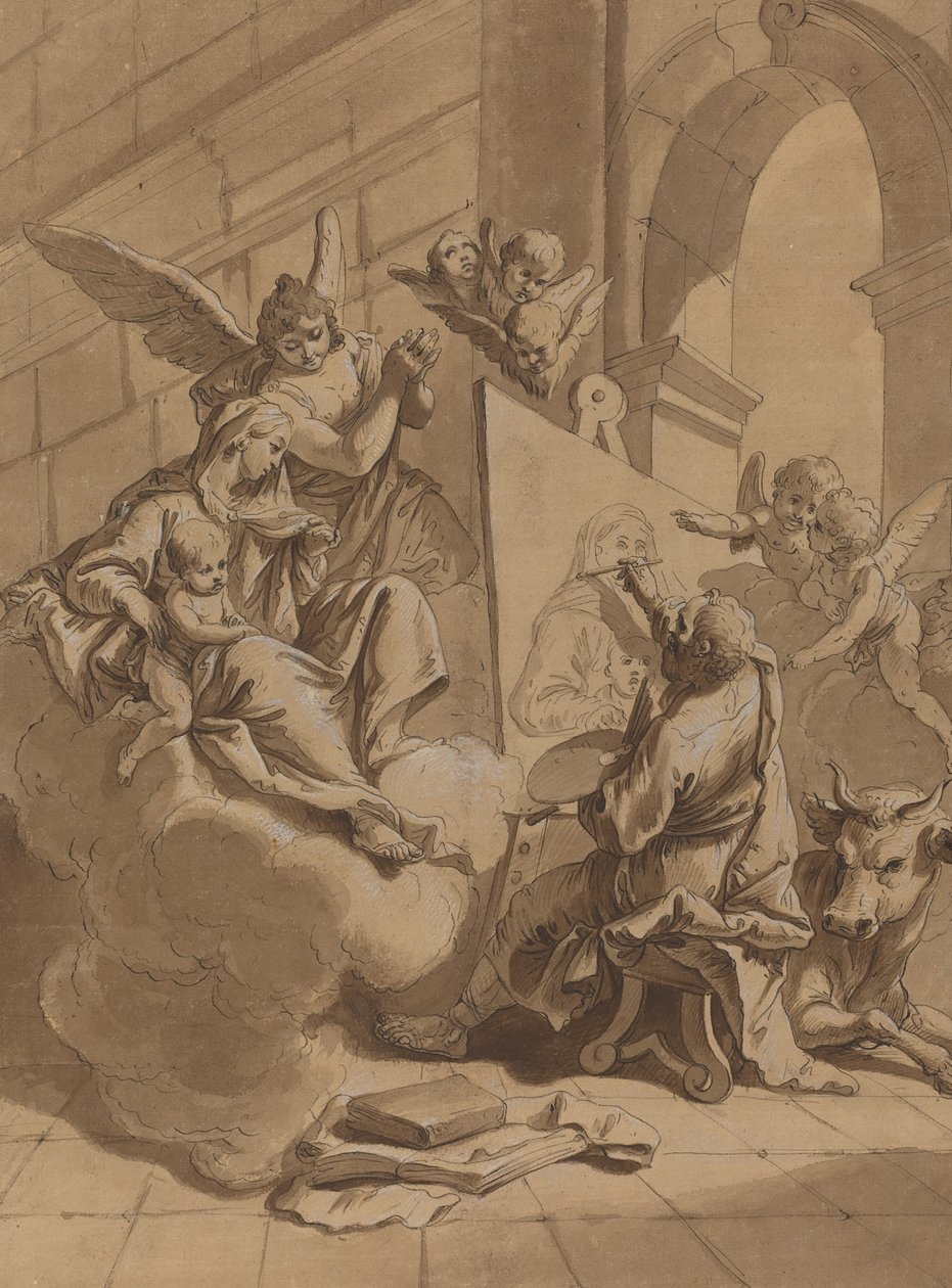 Szent Lukács a Szűz festménye alkotó: Follower of Francesco Fontebasso