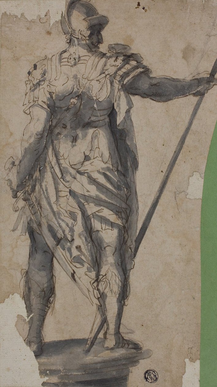 Álló harcos szobra, hátulról alkotó: Follower of Francesco Salviati