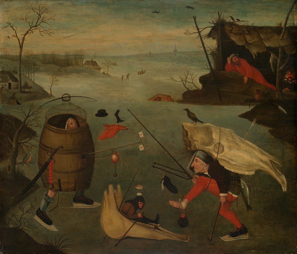 Groteszk párbaj a jégen alkotó: Follower of Hieronymus Bosch