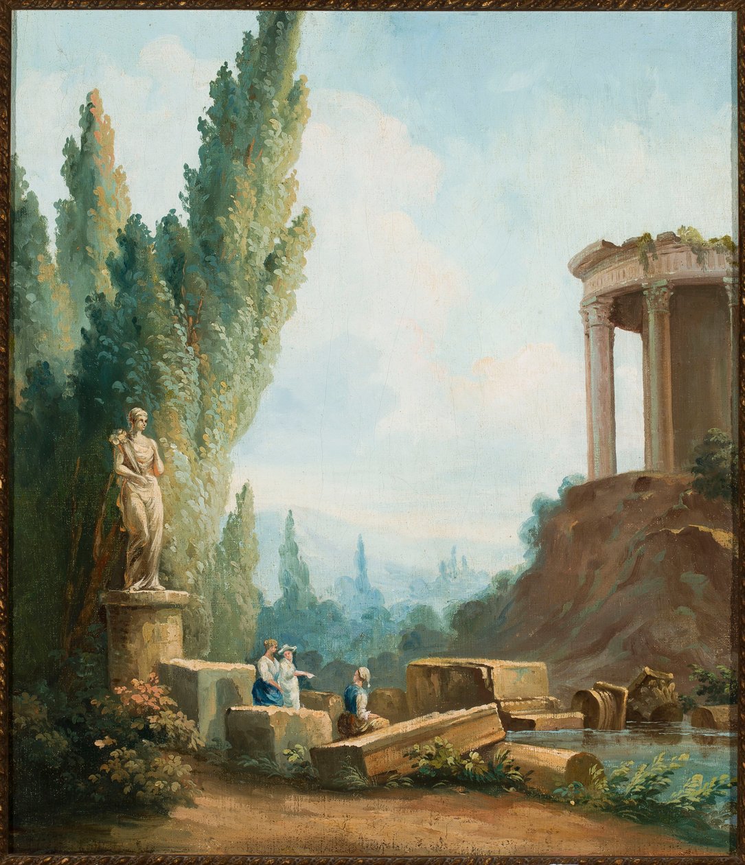 Tájkép a tivoli Szibilla-templom romjaival alkotó: Follower of Hubert Robert