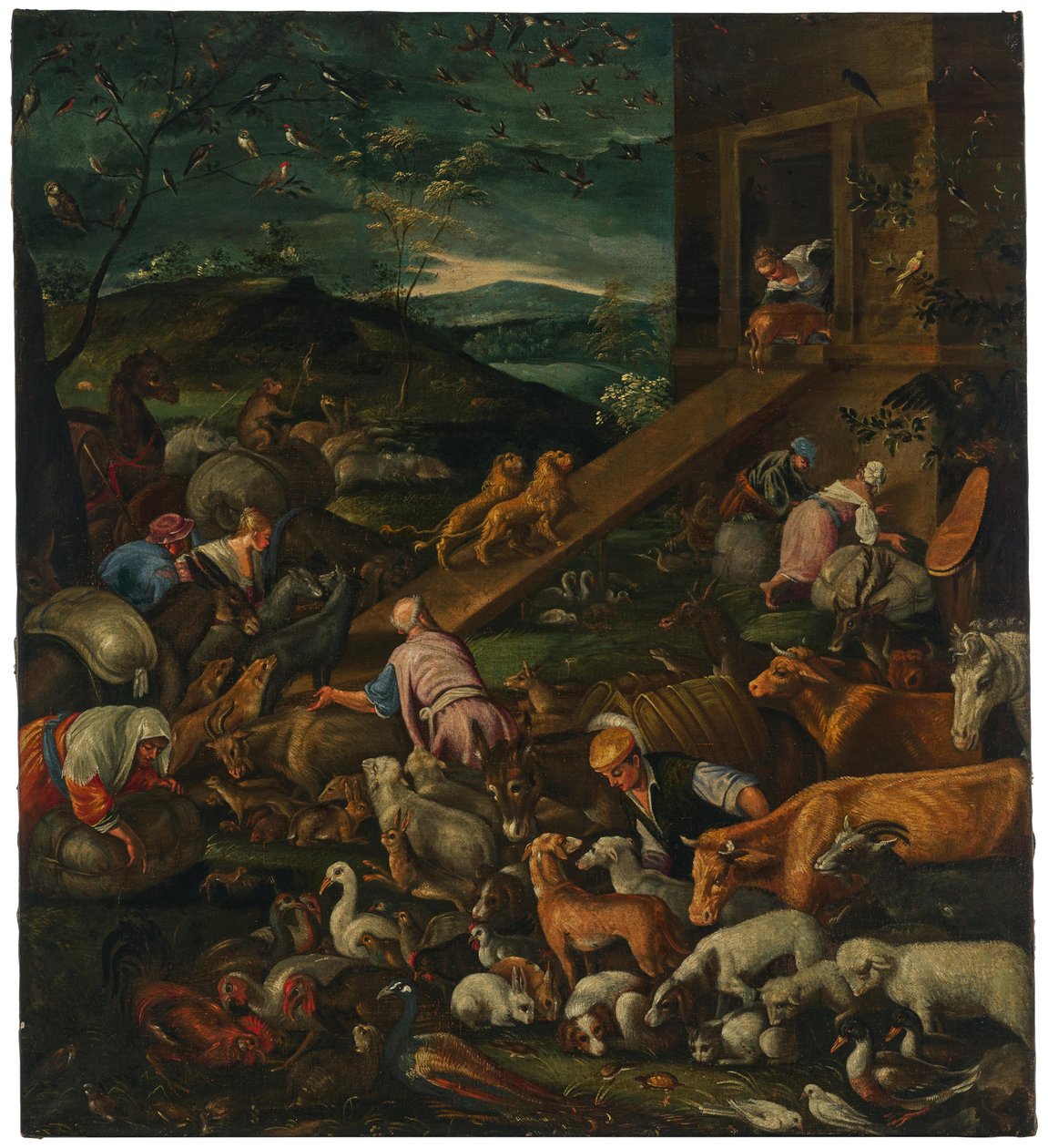 Jacopo Bassano (utóda) Az állatok belépése Noé bárkájába alkotó: Follower of Jacopo Bassano
