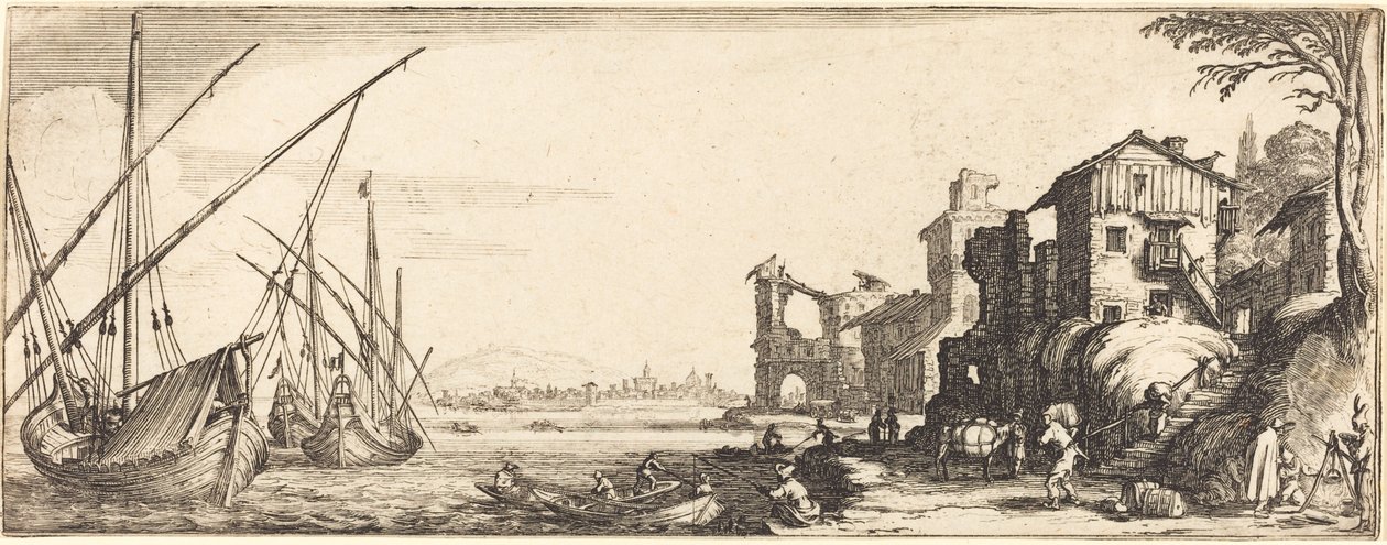 A kis kikötő alkotó: Follower of Jacques Callot