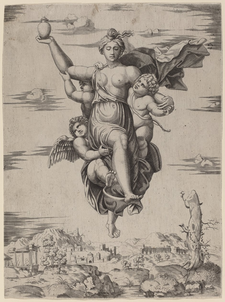 A psziché az Olümposzra került alkotó: Follower of Marcantonio Raimondi after Raphael