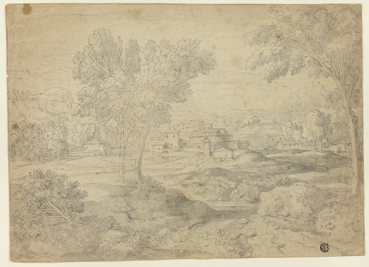 Olasz táj épületekkel alkotó: Follower of Nicolas Poussin