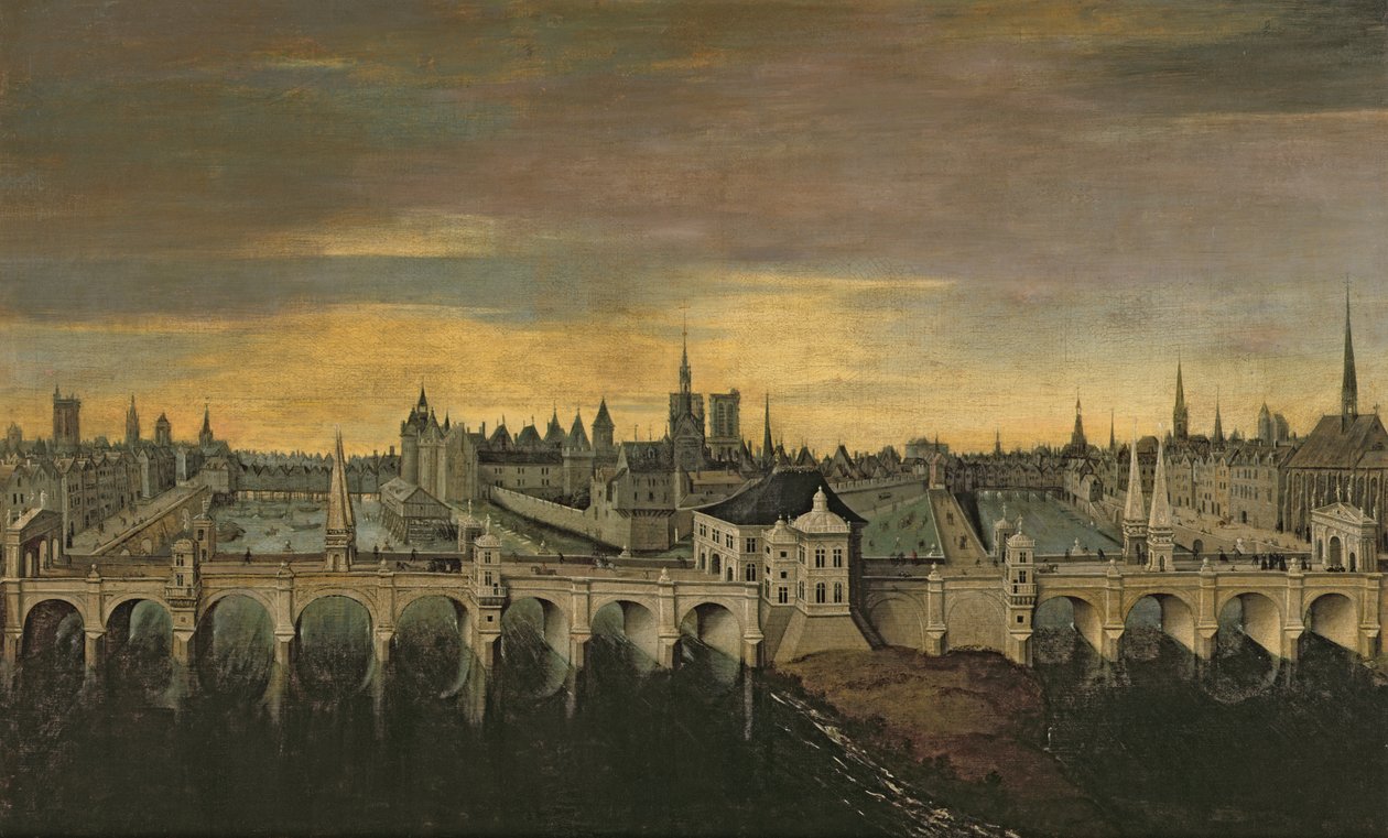 Tervezés a Pont-Neuf építéséhez, 1577 körül alkotó: Fontainebleau School